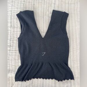 Gymshark Black Ribbed V-Neck Tank Top